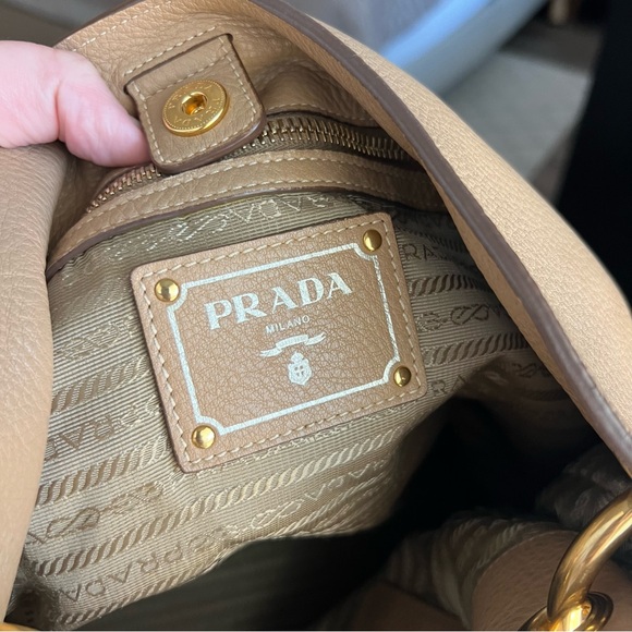 PRADA Beige Leather Hobo Shoulder Bag - Picture 7 of 14